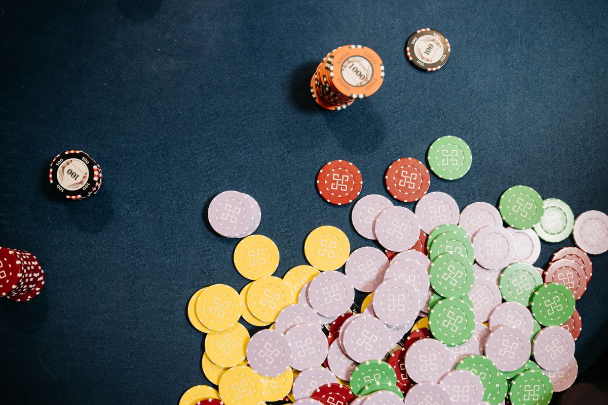 Casino table games under warm ambient light